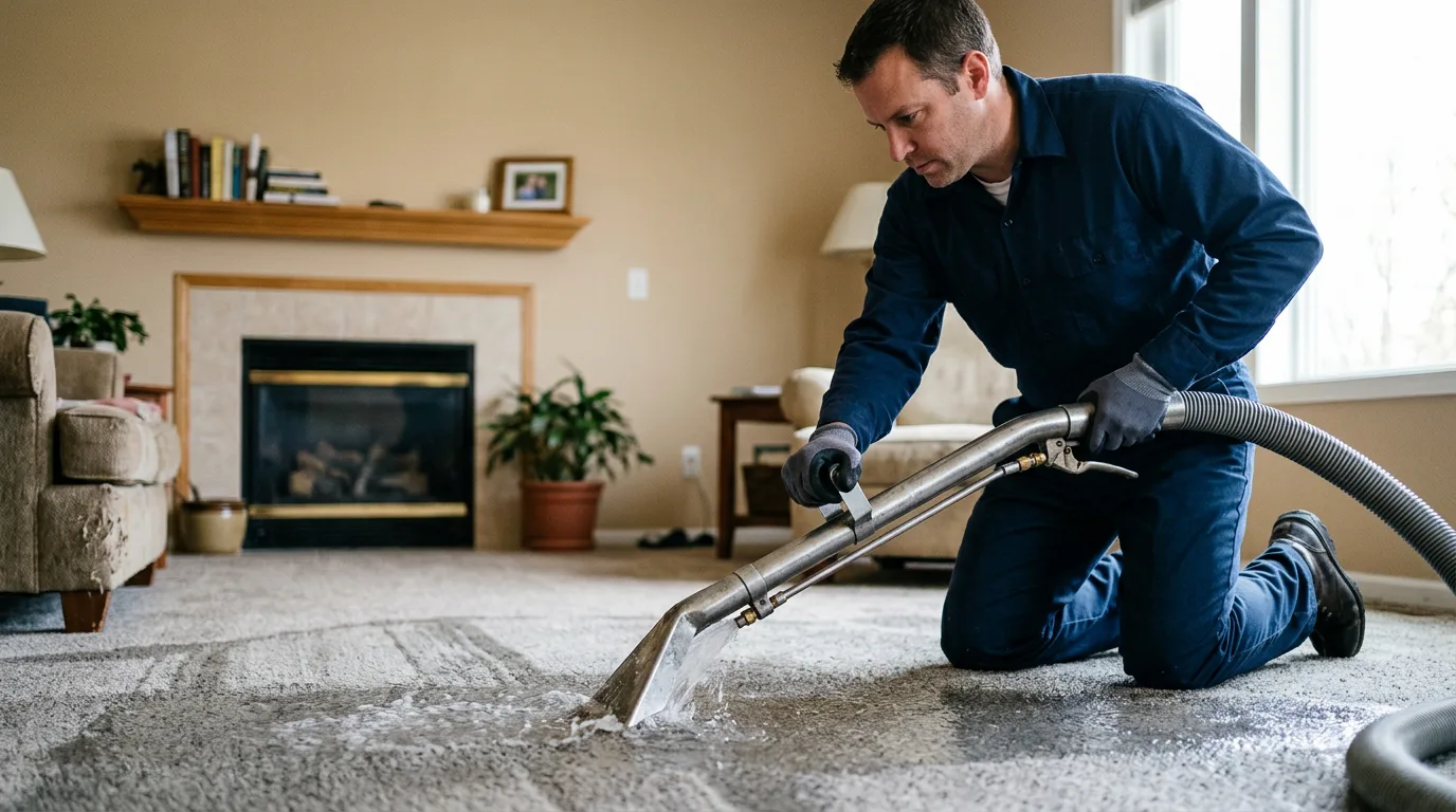 Water damage restoration technician working near Topsham, ME
